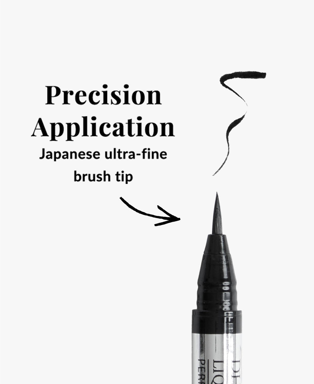 DHC Liquid Eyeliner EX water-resistant swatch highlights smudge-proof wear.