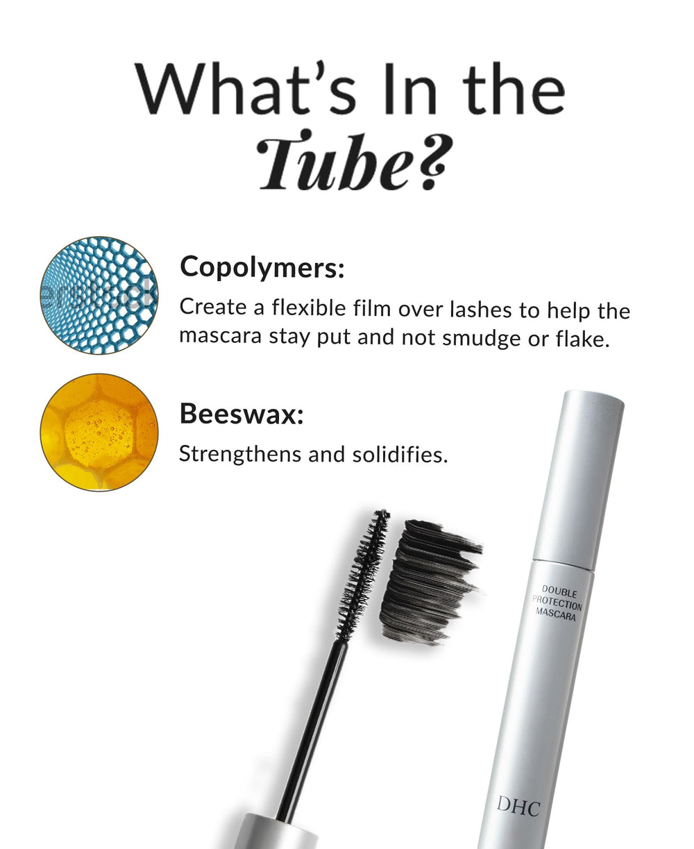 DHC lash application closeup demonstrates lengthening and precise lash-by-lash coating