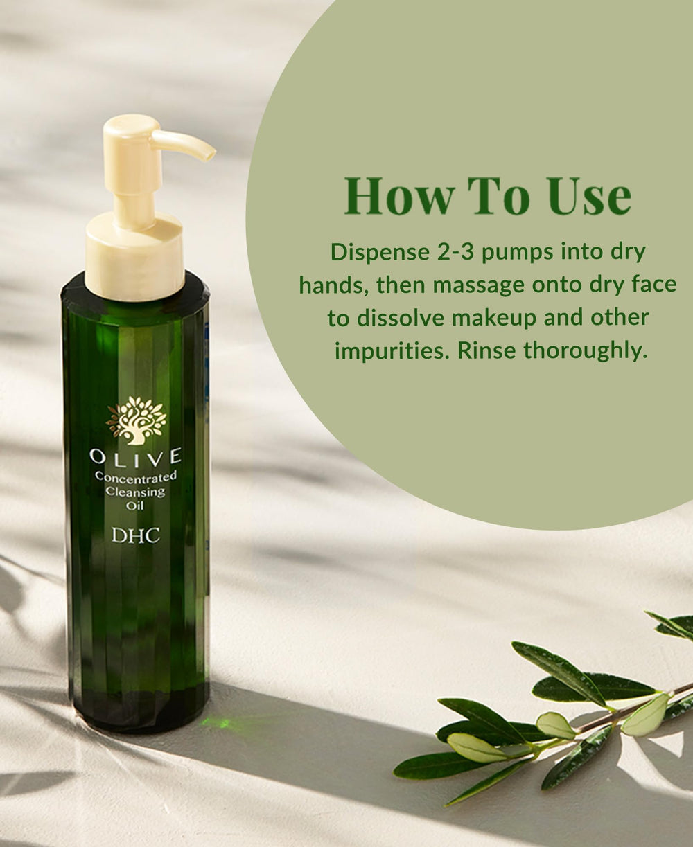 DHC Olive Cleansing Oil rinsing off cleanly with water, no residue