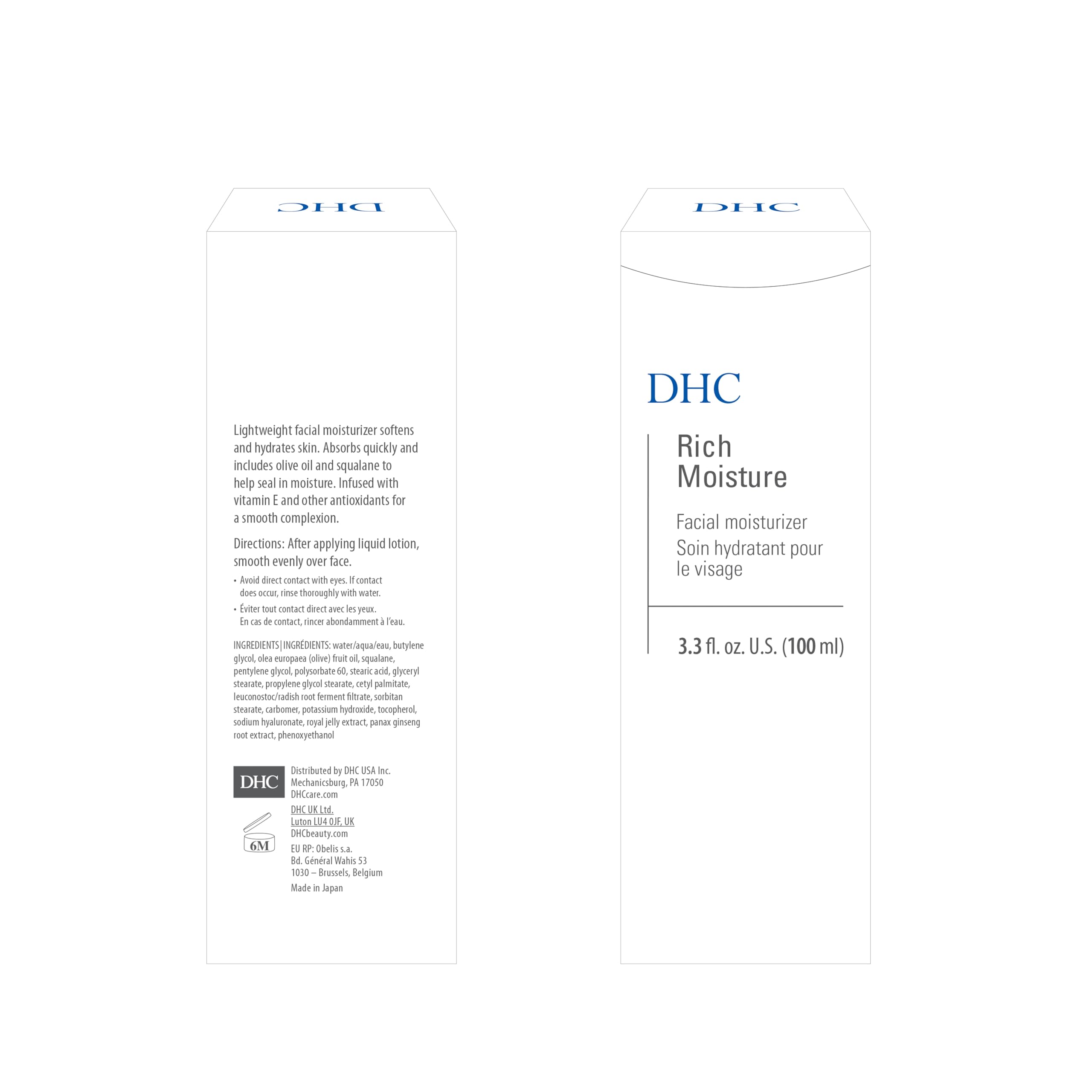 DHC Rich Moisture absorbs quickly into dry skin for lasting softness