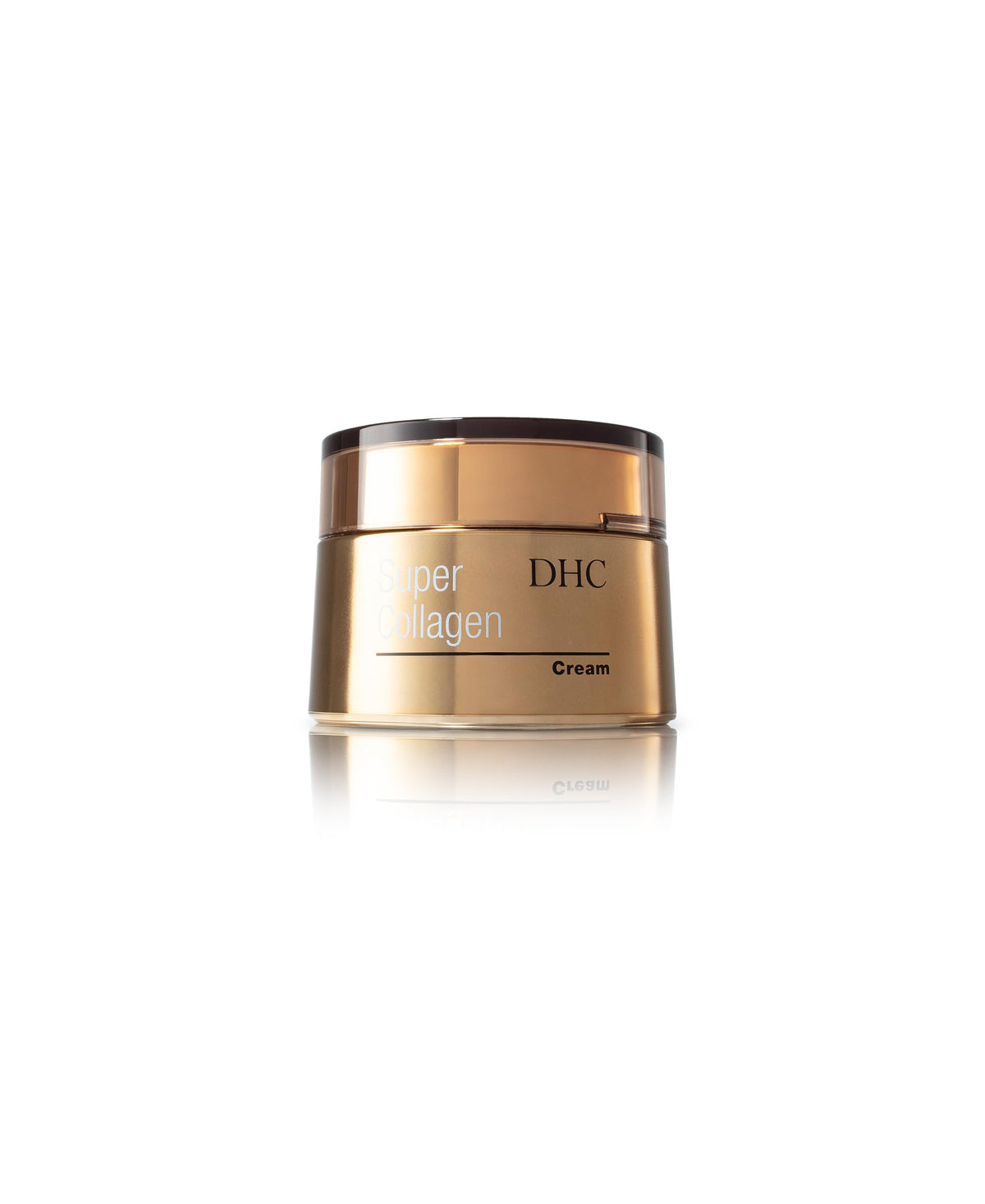 DHC Super Collagen Cream jar close-up showing fragrance-free formula for sensitive skin.