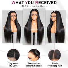 Dheridy 13x6 HD lace wig full density creates voluminous movement.