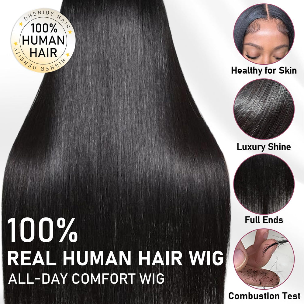 Dheridy 13x6 HD lace wig 30 inch straight length for dramatic looks.