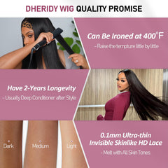 Dheridy 13x6 HD lace wig skinlike lace for invisible scalp.