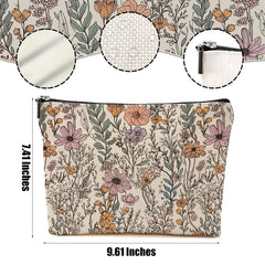 DHKG Secret Santa makeup bag floral detail side view, colorful durable linen.