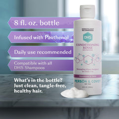 After-use glow from DHS Conditioning Rinse shows vibrant, shiny hair appearance.