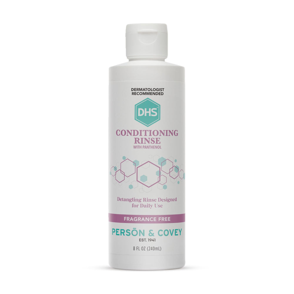 DHS Conditioning Rinse bottle-front promises rich sheen and lightweight body for daily use.