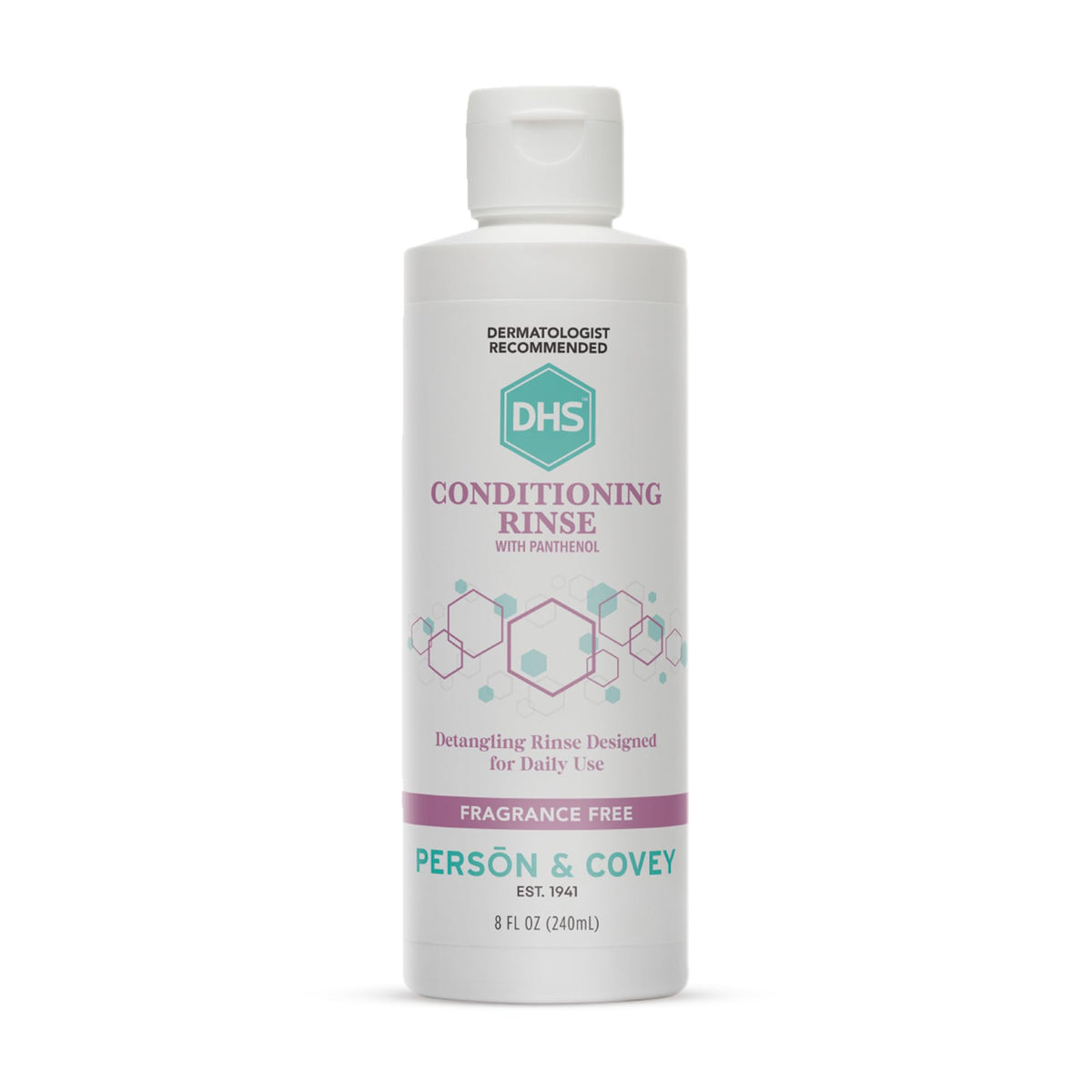 DHS Conditioning Rinse bottle-front promises rich sheen and lightweight body for daily use.