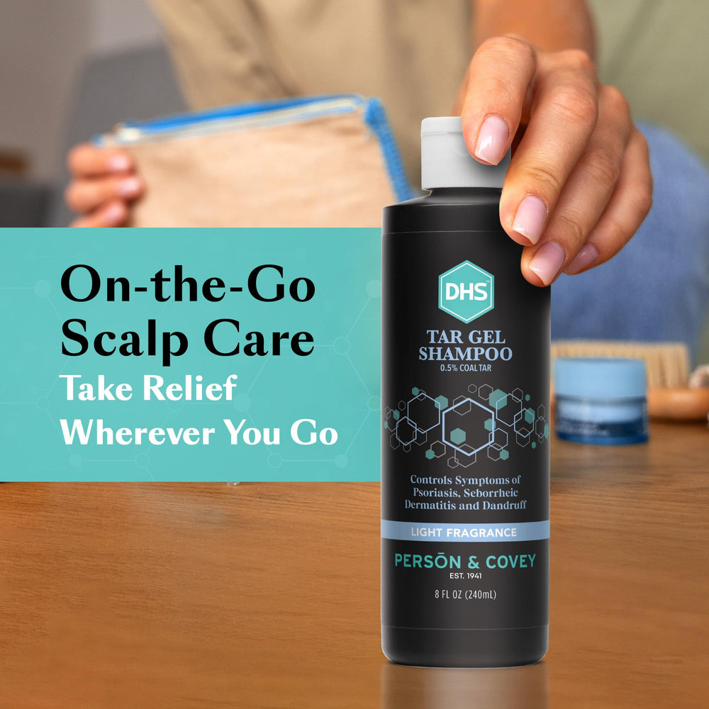 DHS T Gel Shampoo display setup ready for bathroom shelf