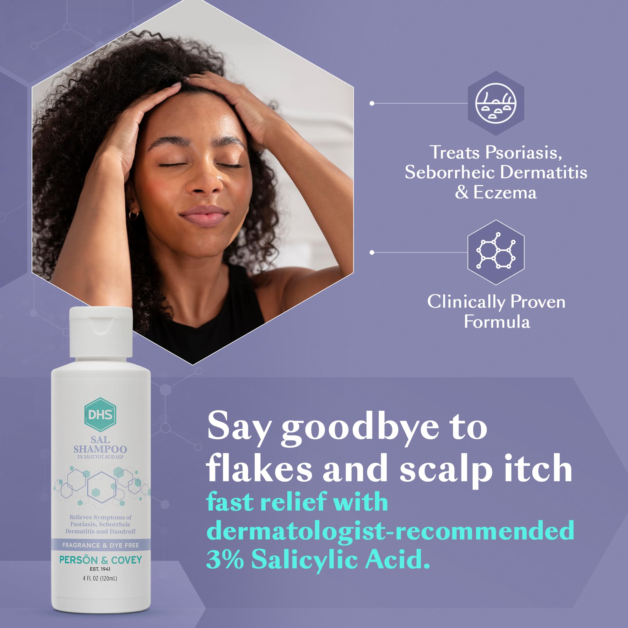 DHS SAL Shampoo fragrance-free and PBA-free label for sensitive scalps