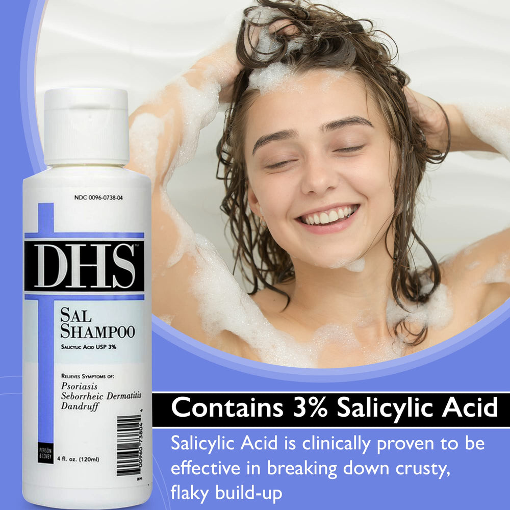 DHS SAL Shampoo label closeup highlighting fragrance-free formula