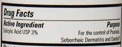 DHS Sal Shampoo label closeup showing salicylic acid benefits for crust buildup