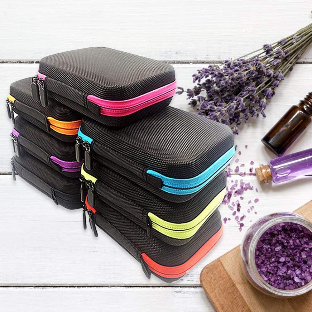 DHXYZZB rose red case open showing organized 30-grid storage for easy bottle selection.