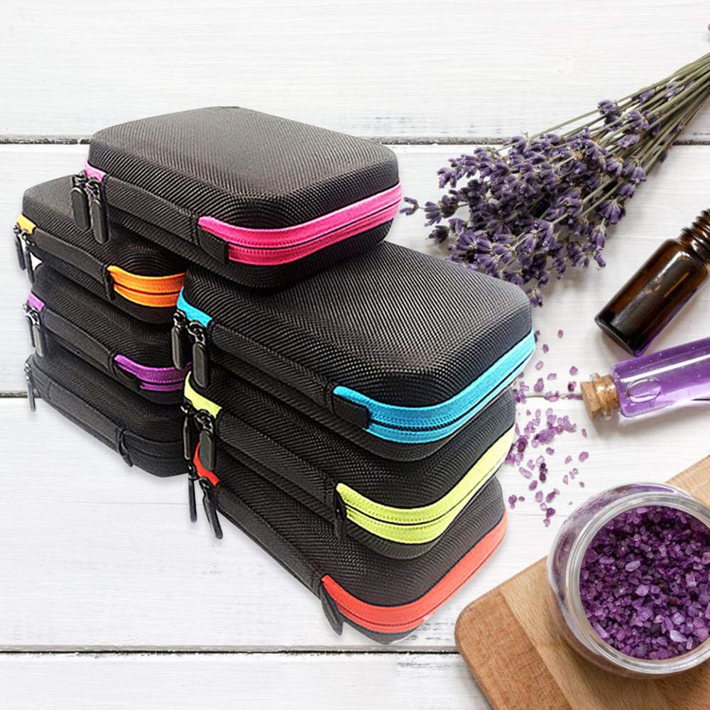 DHXYZZB rose red case open showing organized 30-grid storage for easy bottle selection.