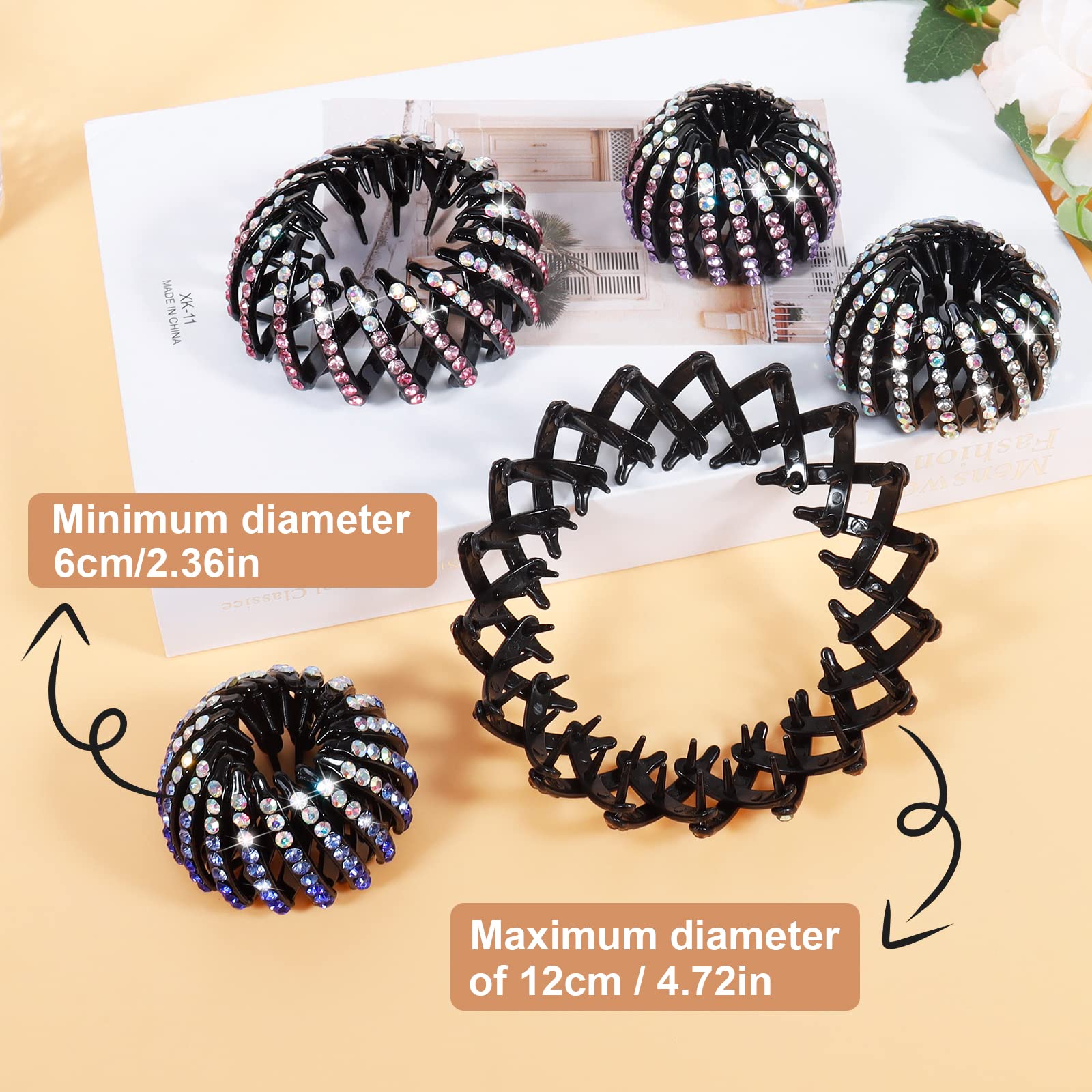 DI QIU REN bird nest clip rhinestones closeup showing sparkling accents.