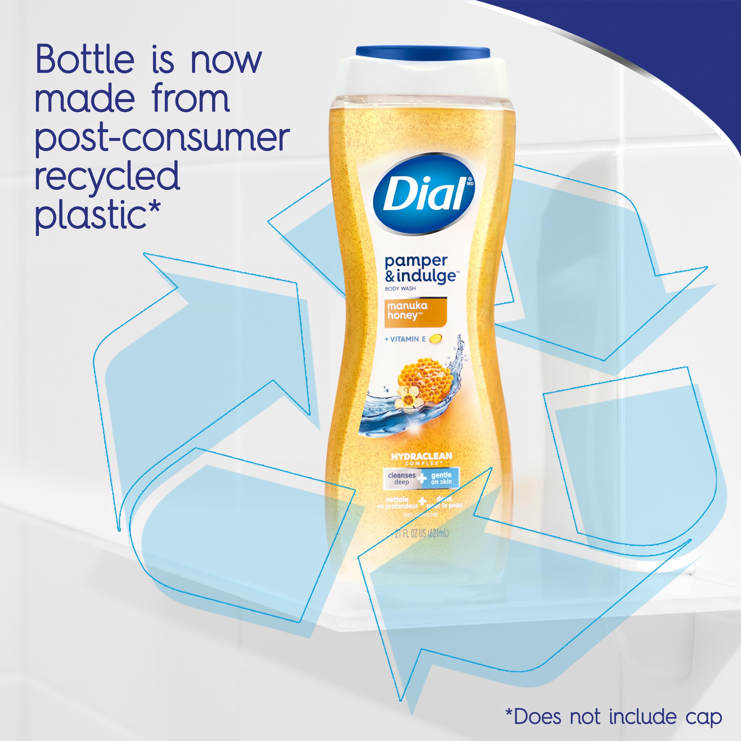 Dial 21oz pack-4 bottles on shelf hints long-lasting daily use value.