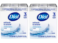 Dial antibacterial bar soap front view shows two-pack design for everyday hygiene.