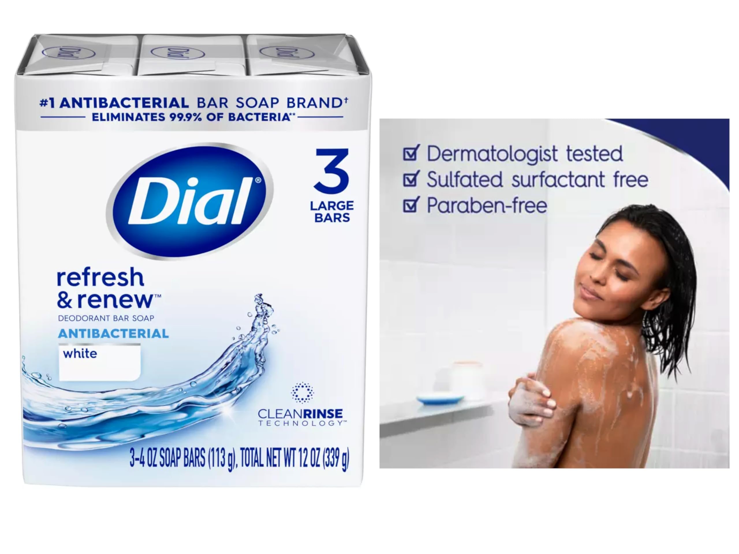 Dial antibacterial bars wrapped for travel-ready hygiene and convenience.
