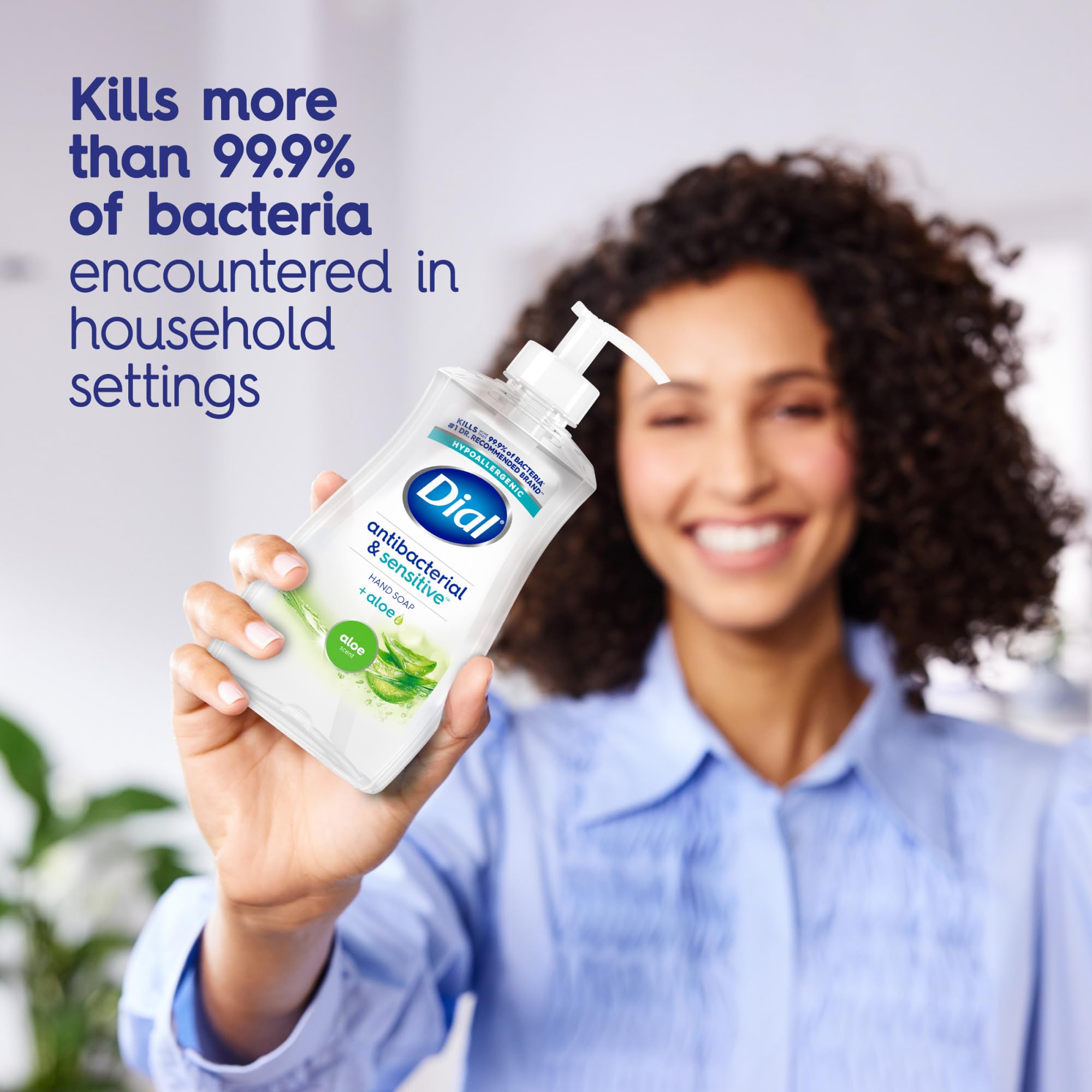 Dial Antibacterial Defense aloe formula highlights moisturizing cleanse for skin.