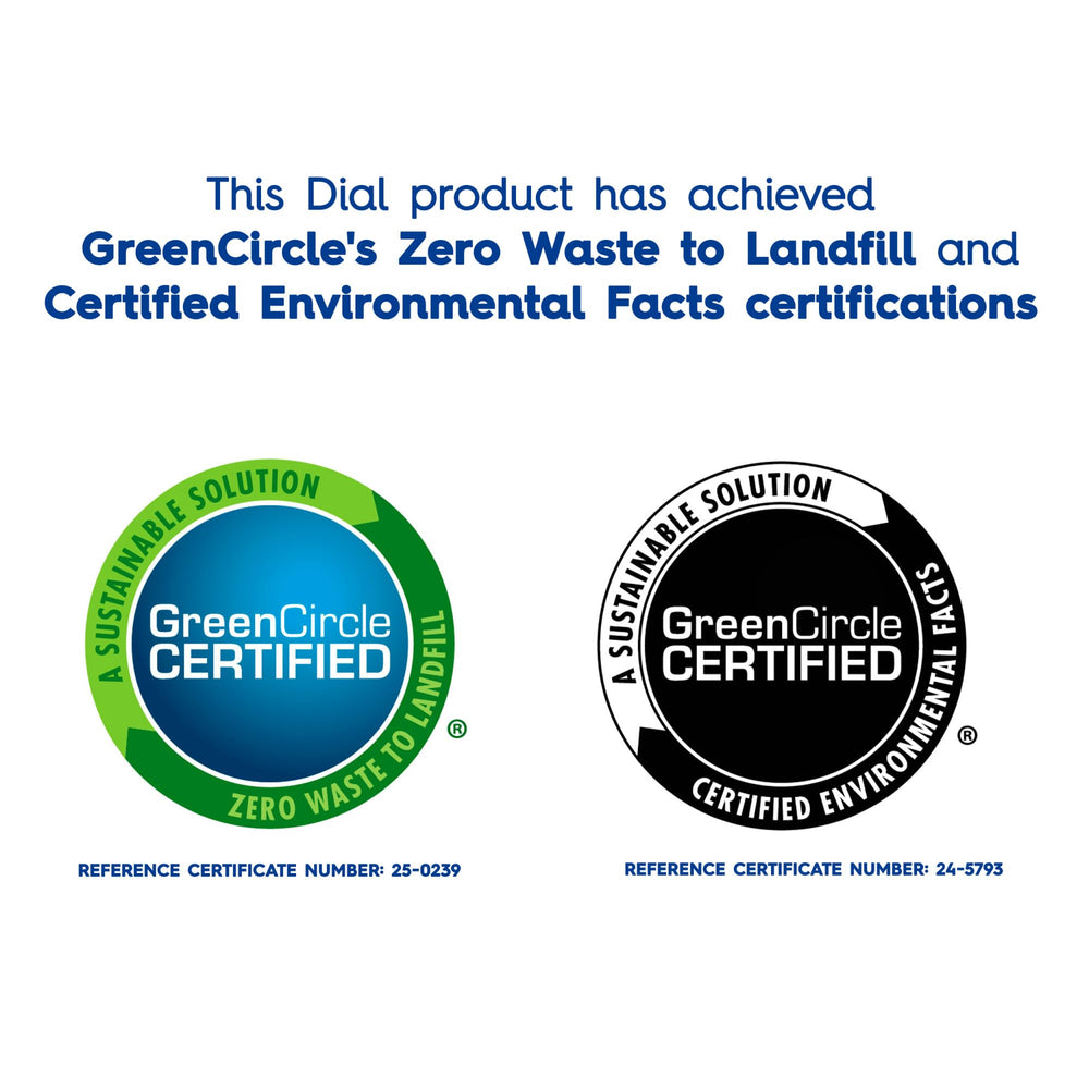 Dial Antibacterial Defense label shot emphasizes dermatologist-tested safety.