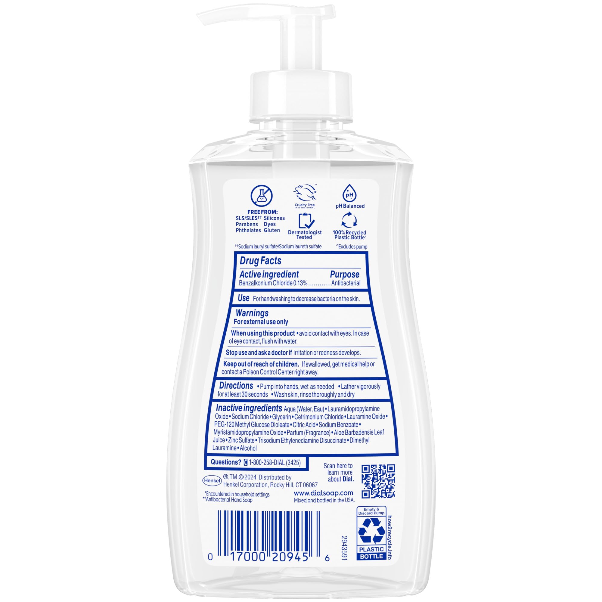 Dial Antibacterial Defense recyclable bottle highlights sustainability.