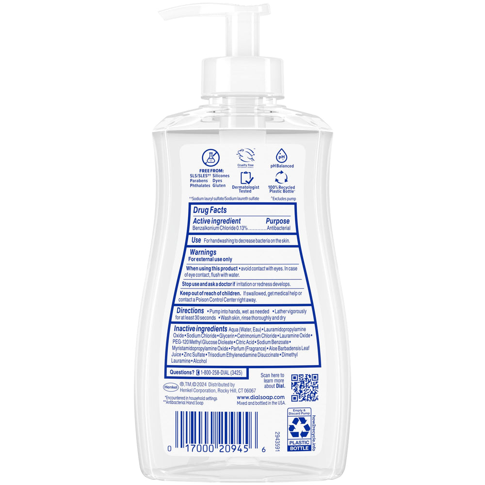Dial Antibacterial Defense recyclable bottle highlights sustainability.