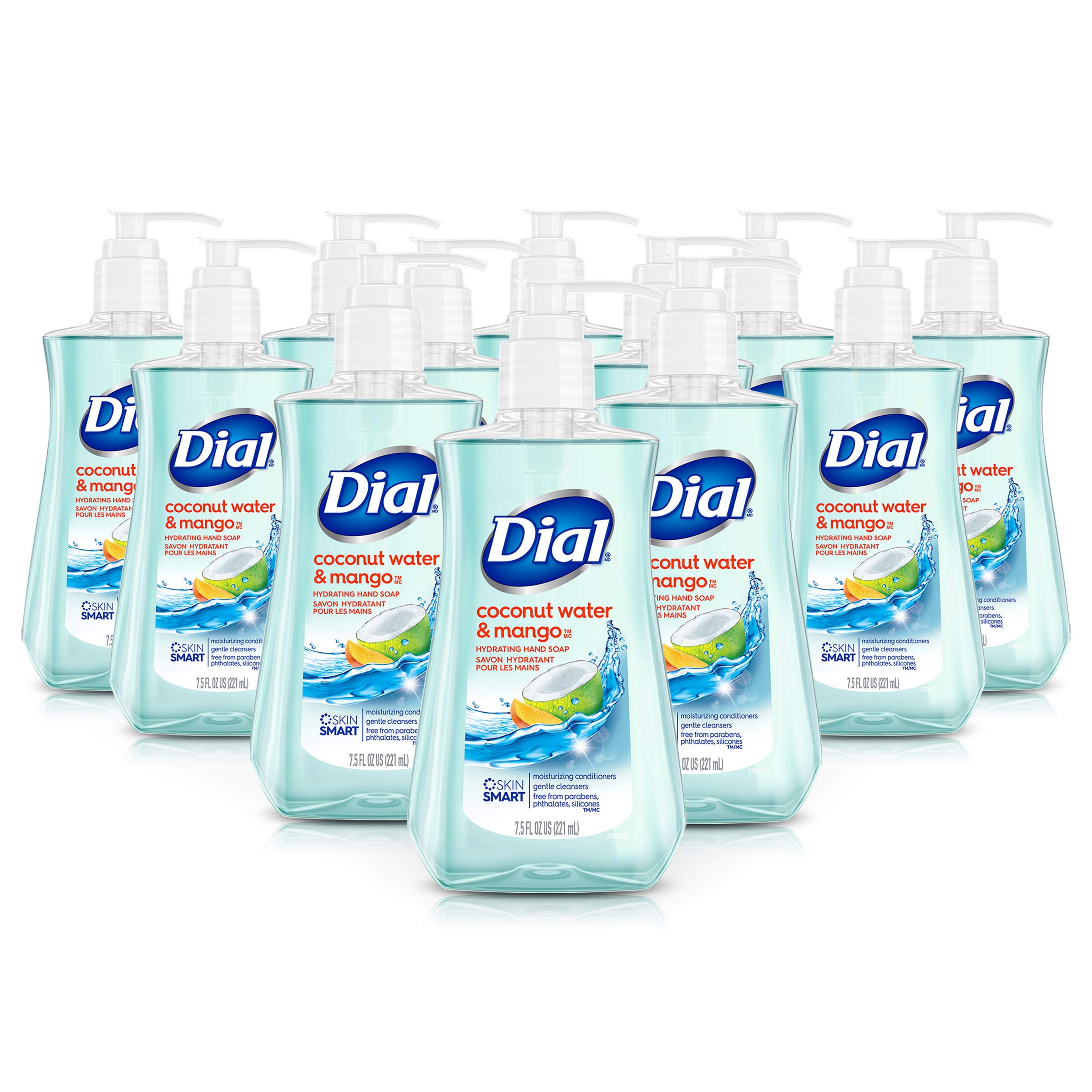 Dial Coconut Water Mango bottle pump shows moisturizing hand soap for daily use