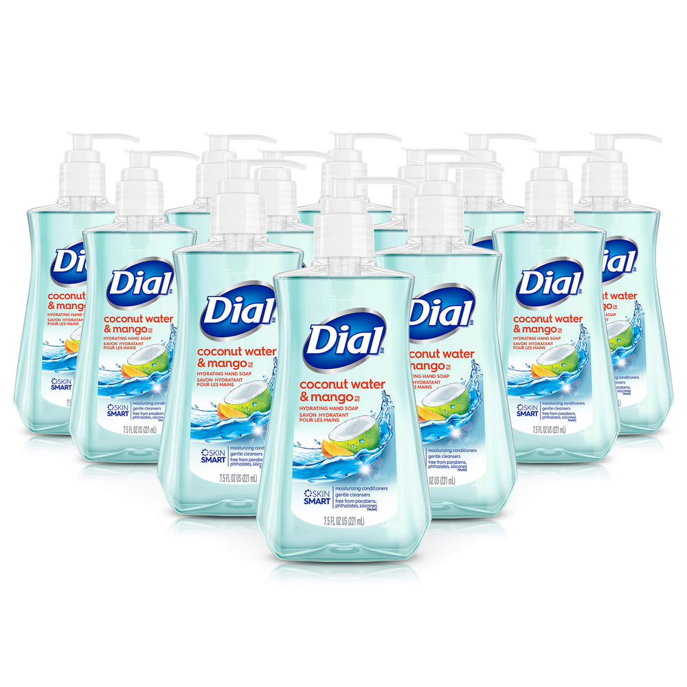 Dial Coconut Water Mango bottle pump shows moisturizing hand soap for daily use