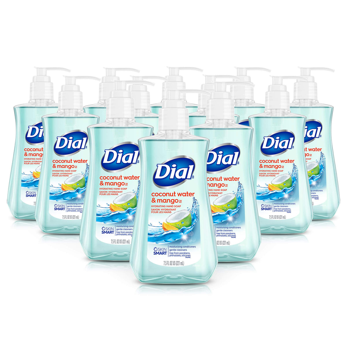 Dial Coconut Water Mango bottle pump shows moisturizing hand soap for daily use