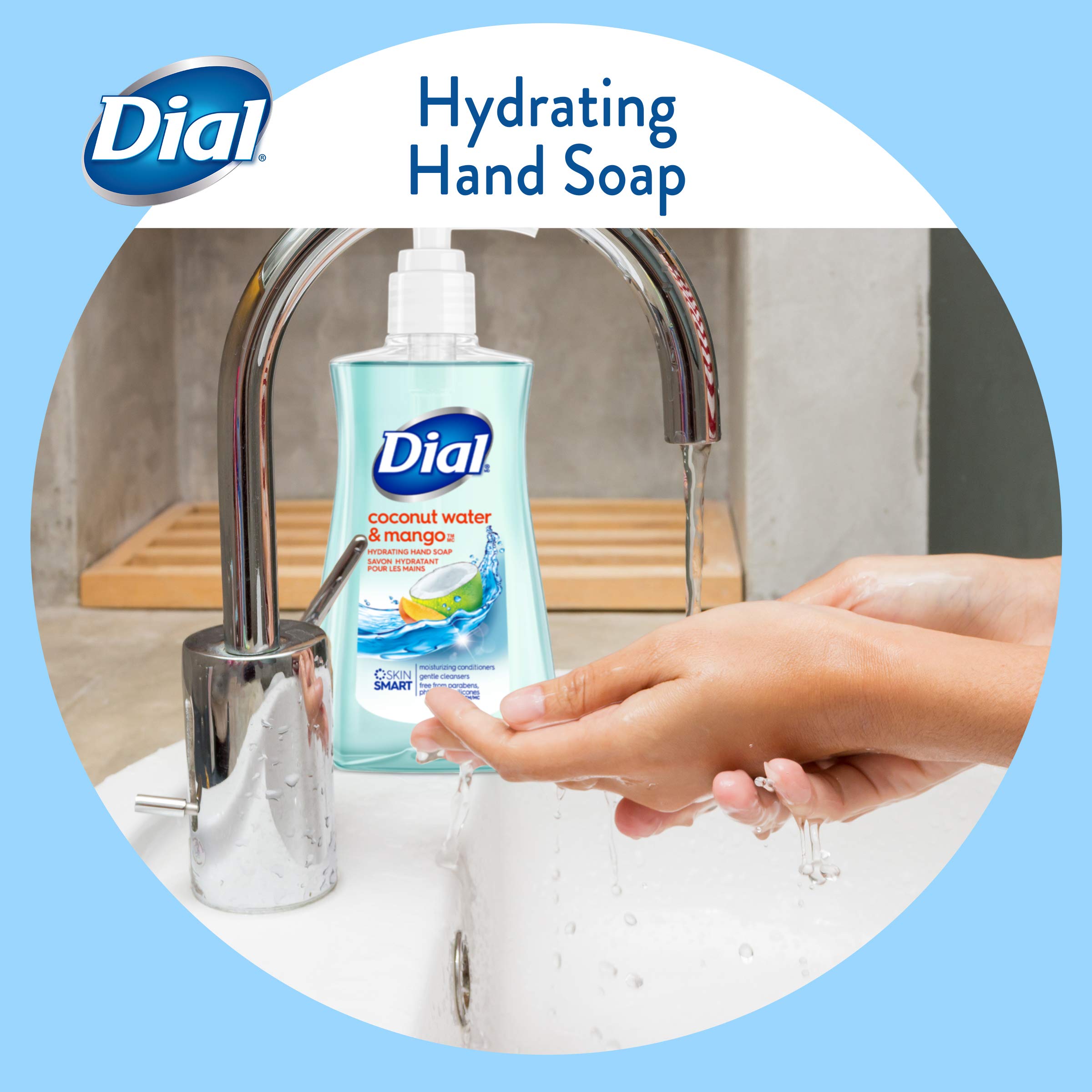 Dial Coconut Water Mango clean rinse helps minimize skin drying