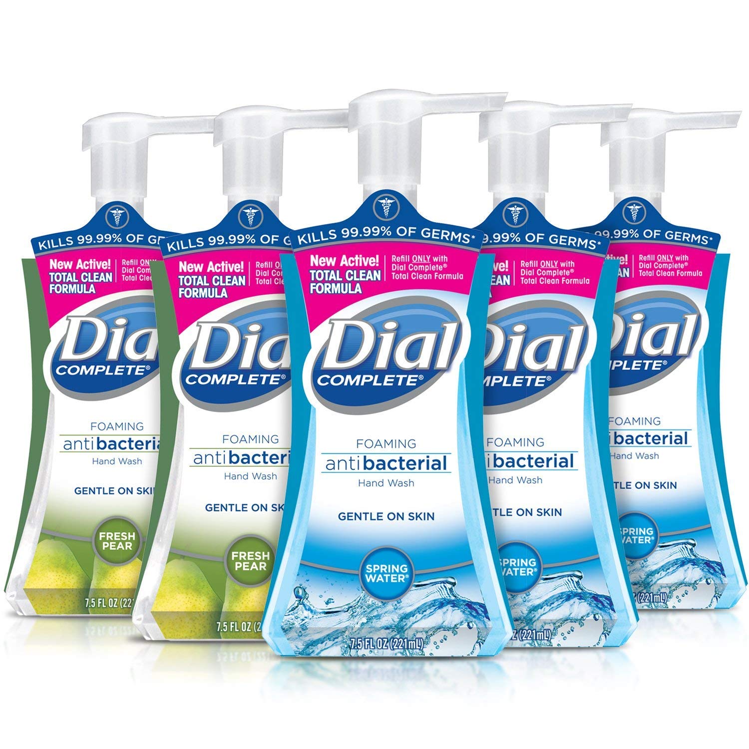 Dial Complete Spring Water foaming hand soap pump shows refreshing antibacterial cleansing