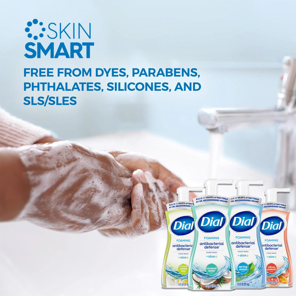 Dial Complete foaming hand wash assorted scents bottle lineup.