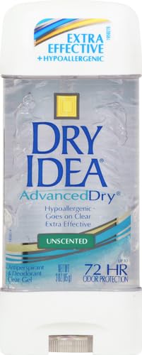 Dial Dry Idea unscented-clear-gel close-up shows powder-fresh use
