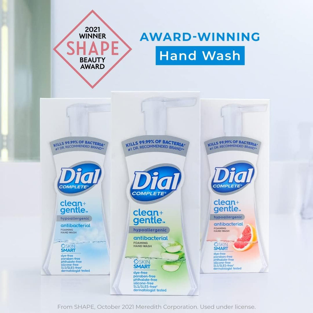 Dial free-from-dyes bottle highlights clean ingredients for sensitive skin