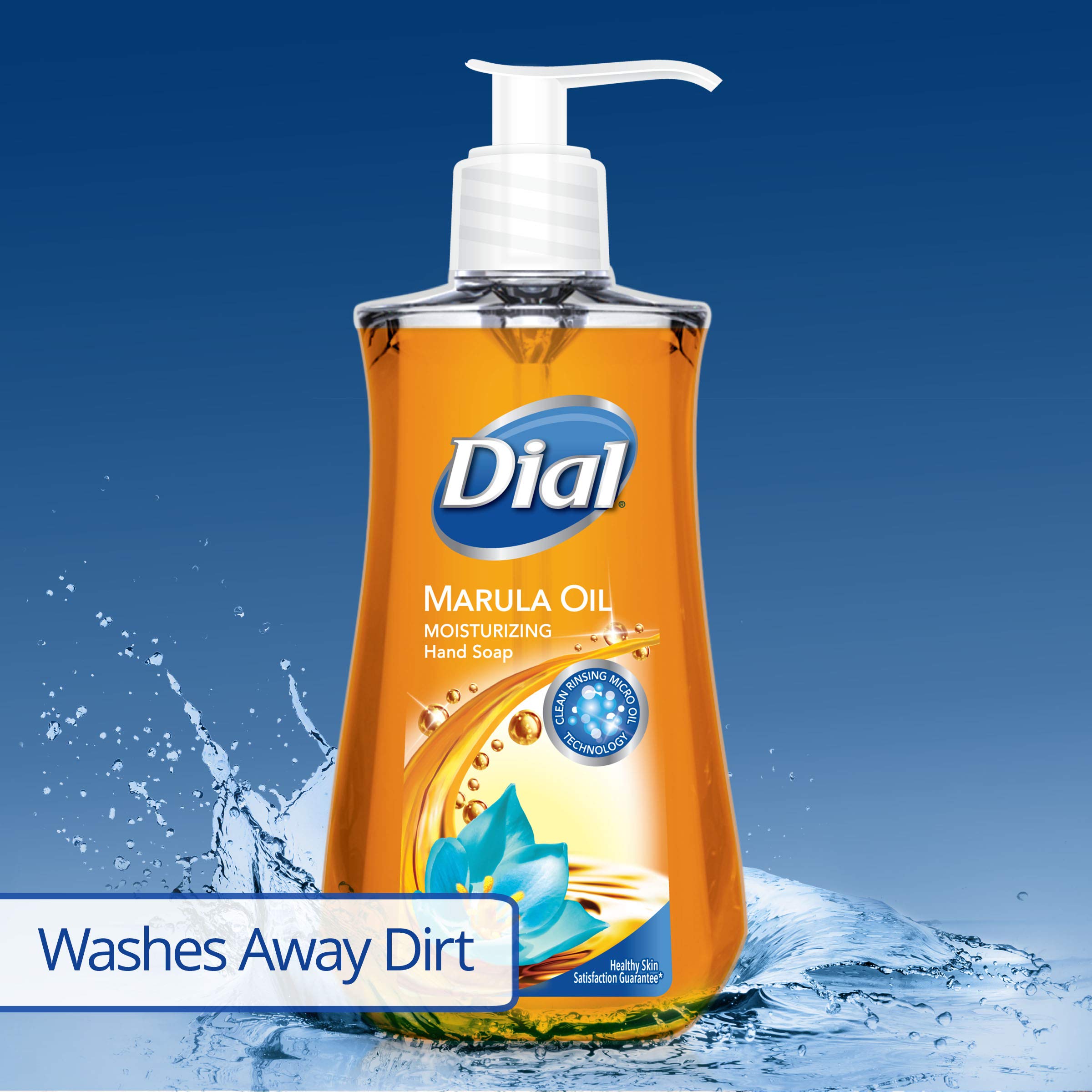 Dial hand soap marula oil label — clear benefits and usage at a glance.