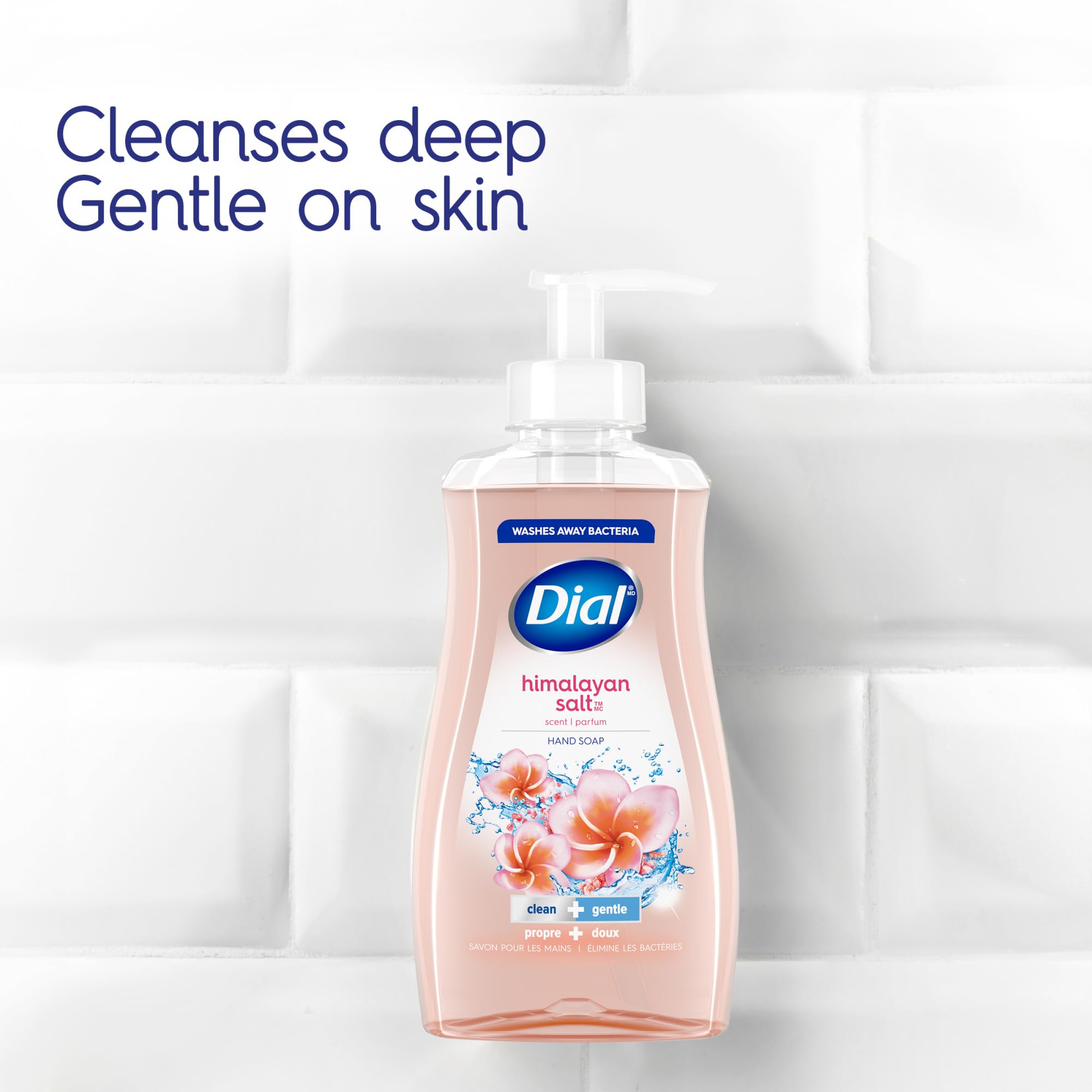 Dial Himalayan Salt hand soap bottle made from recycled plastic material