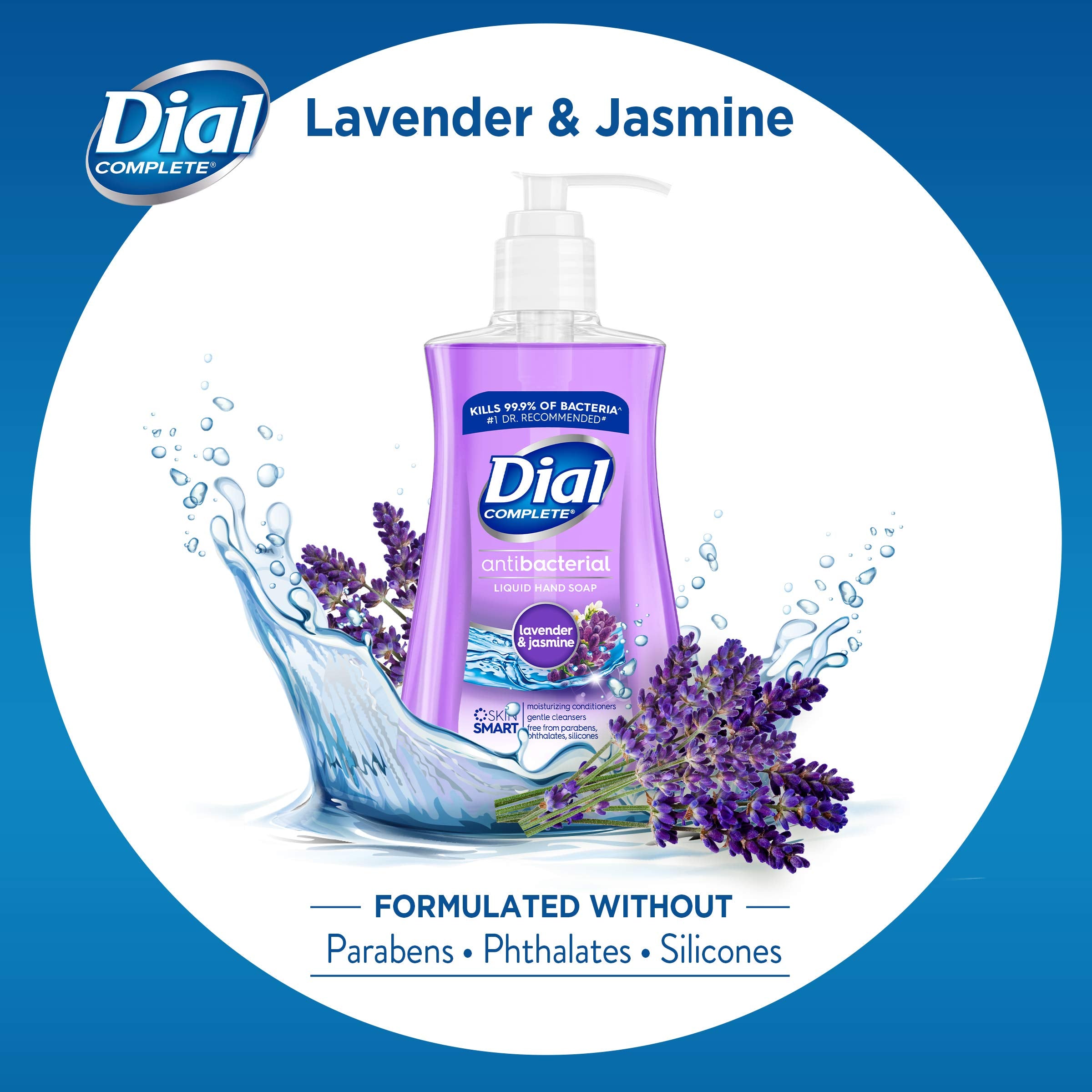 Dial lavender-twilight jasmine fragrance image conveys calming scent and mood lift.