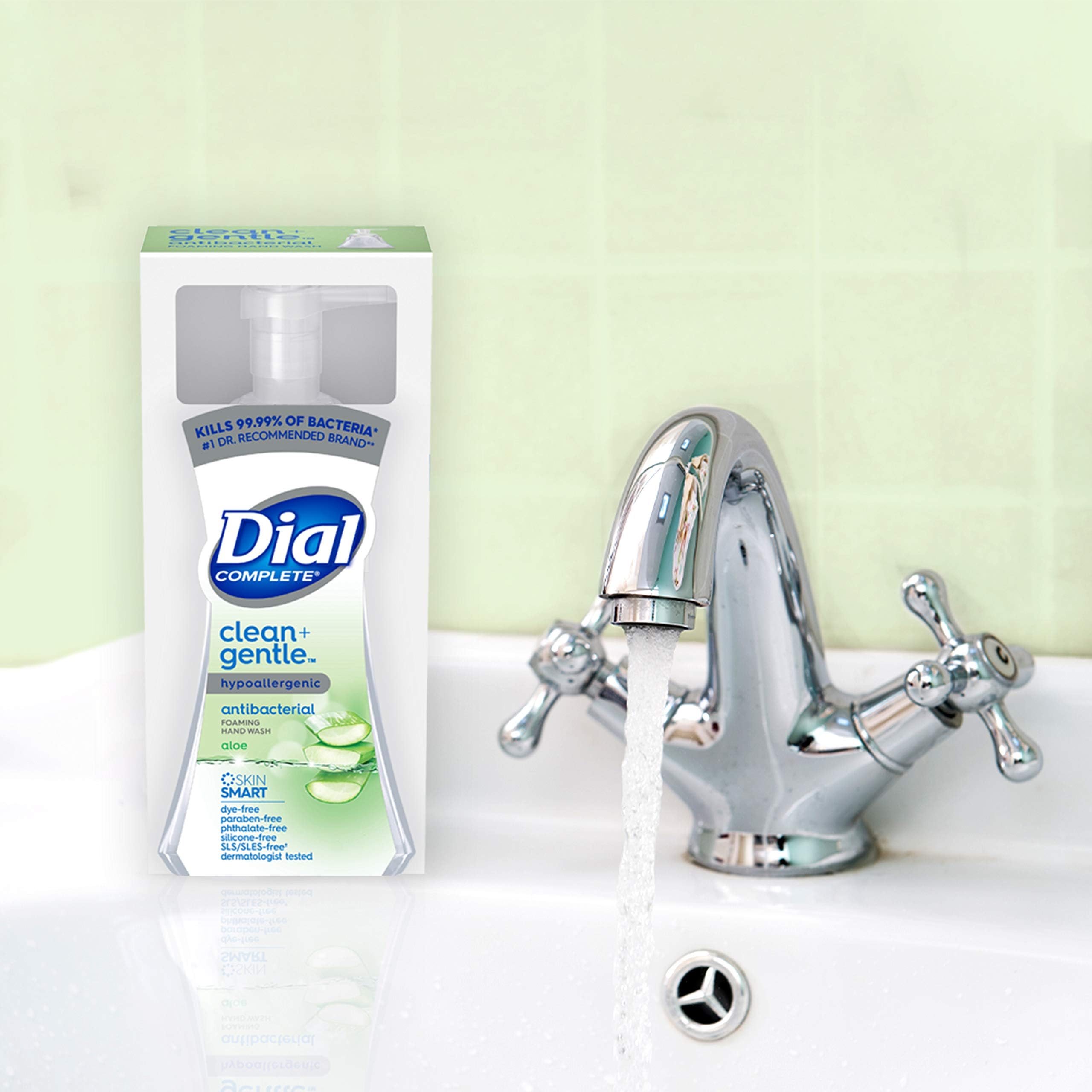 Dial pH-balanced vegan formula bottle promotes skin-friendly cleansing