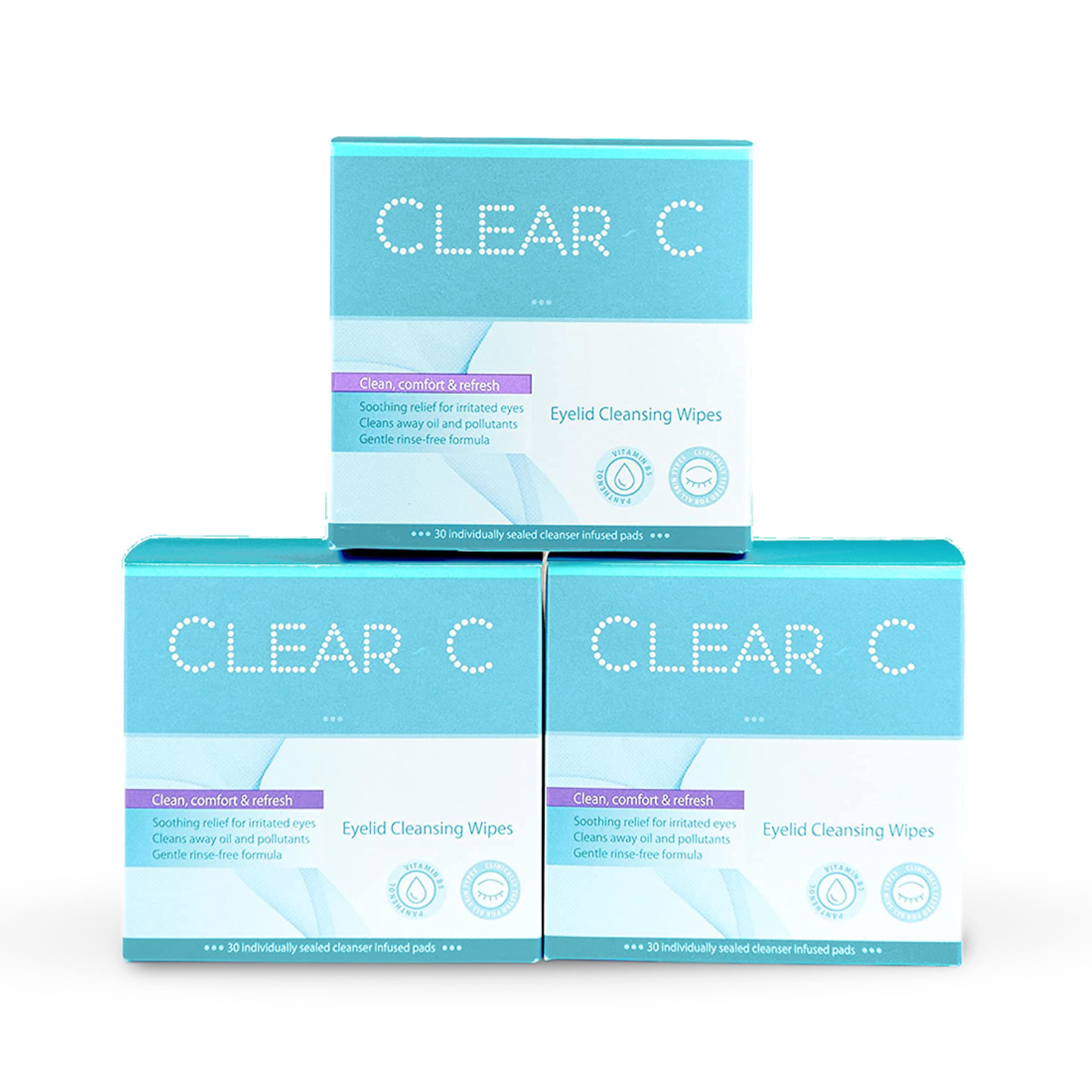 Diamond Wipes Clear C eyelid wipes packaged closeup for easy on-the-go cleansing