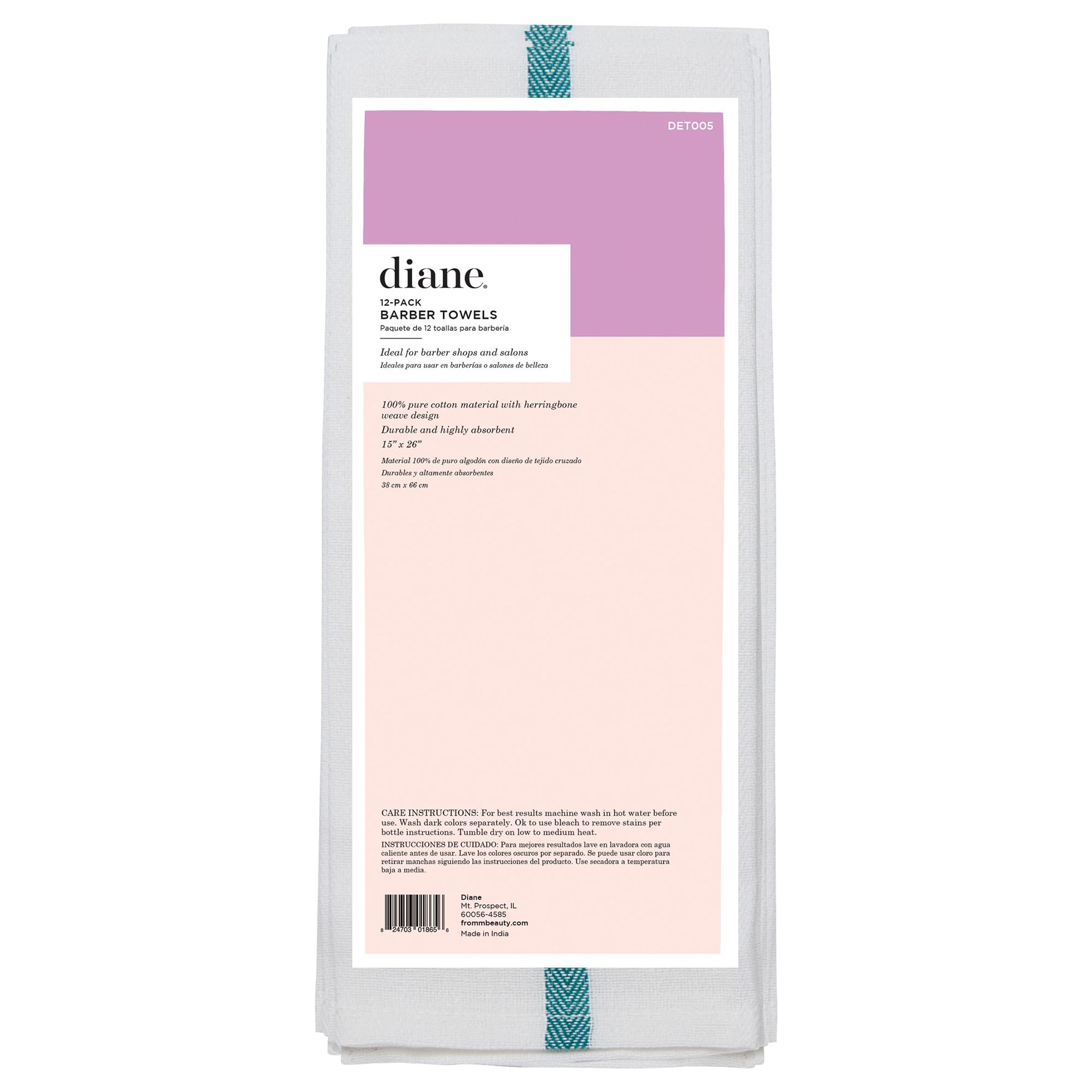 Diane barber towels machine washable tag, easy to clean and reuse.