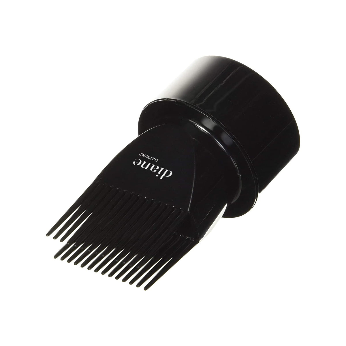 Diane Dryer Pick attachment on a dryer barrel showing secure fit for quick detangling