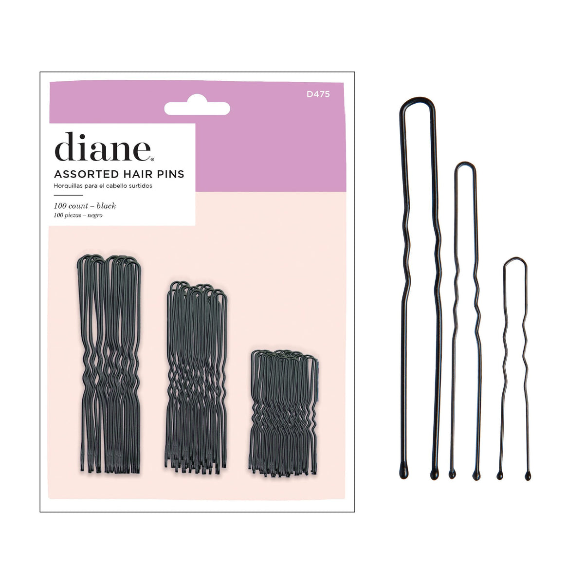 Diane hair pins bulk pack showing 100 assorted pins for versatile styling and secure hold.