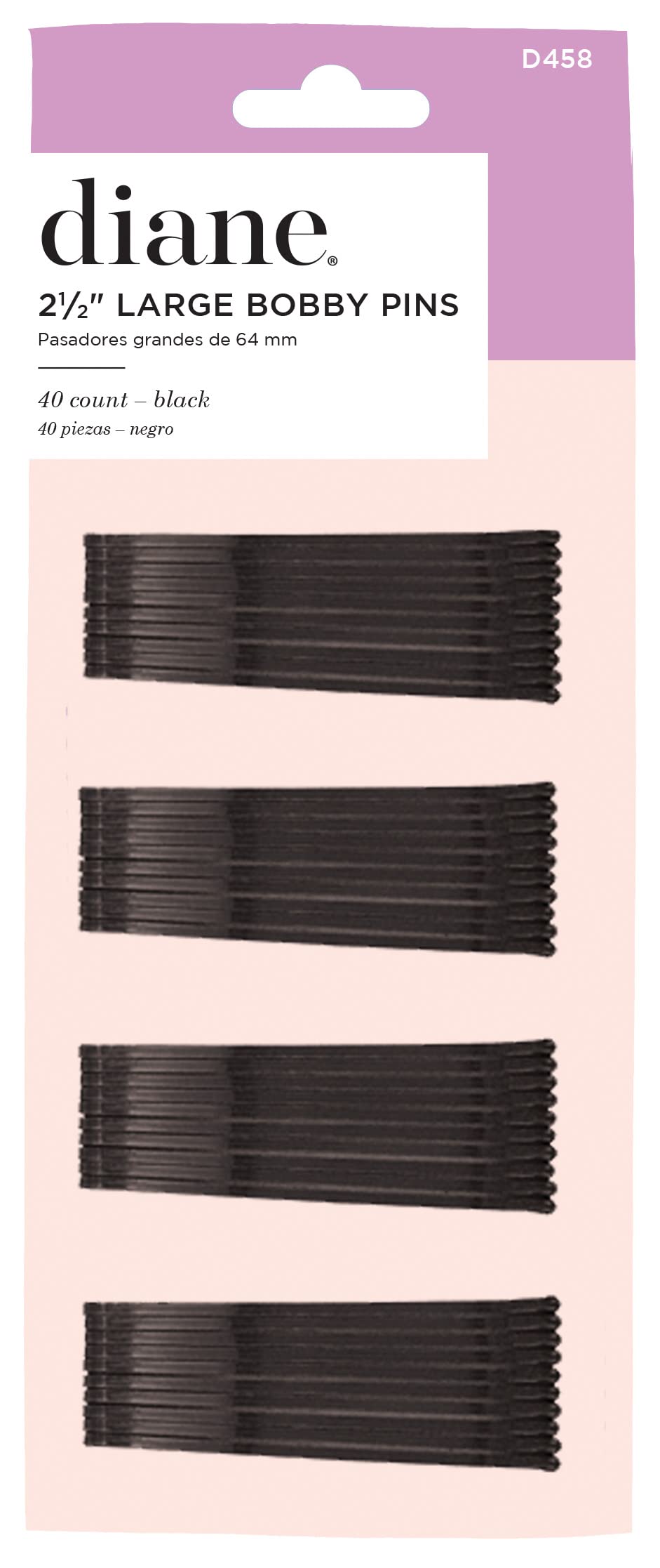 Diane jumbo black bob pins in-card display for secure styling