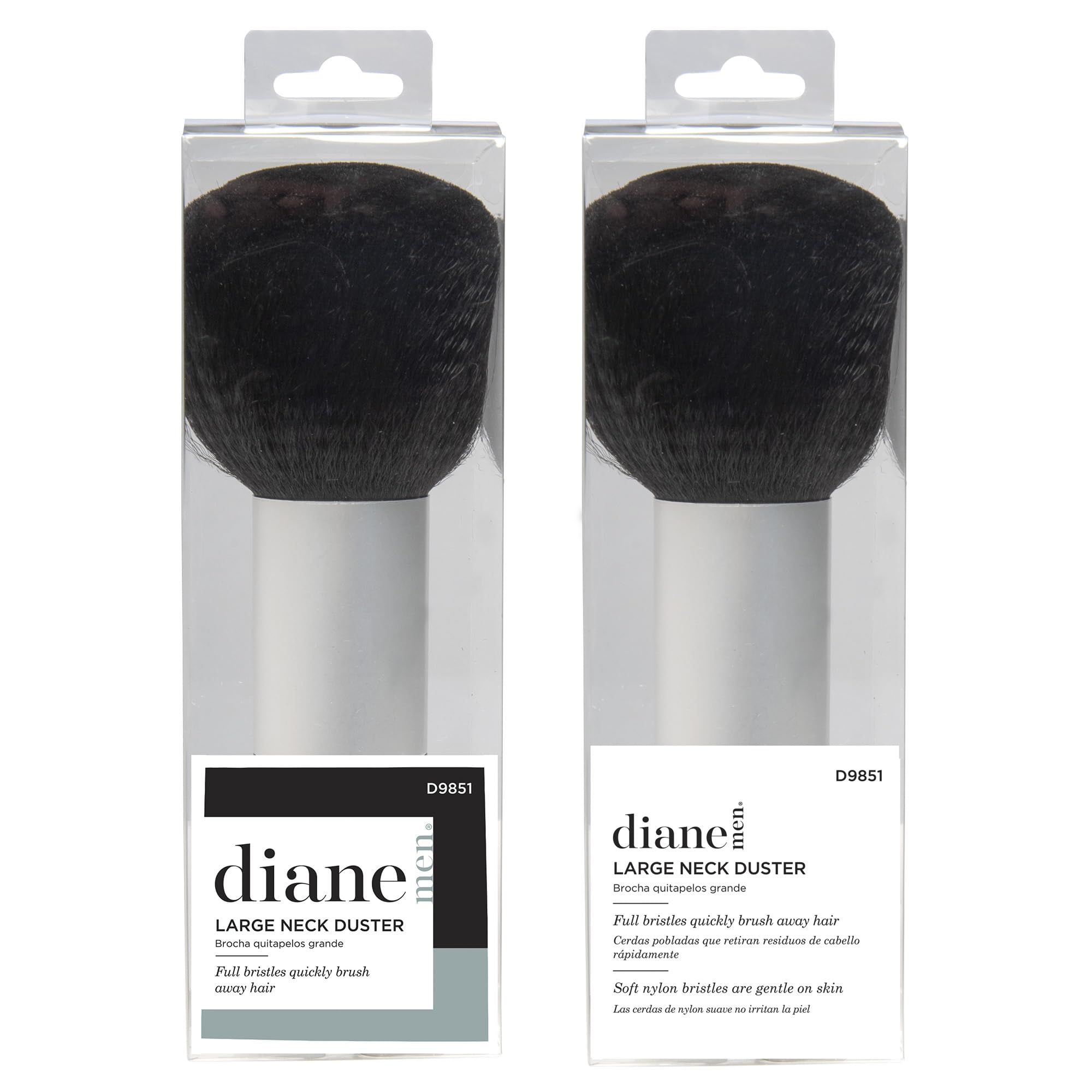 Diane neck duster brush large 7.5 inches designed for broad necklines and ears.
