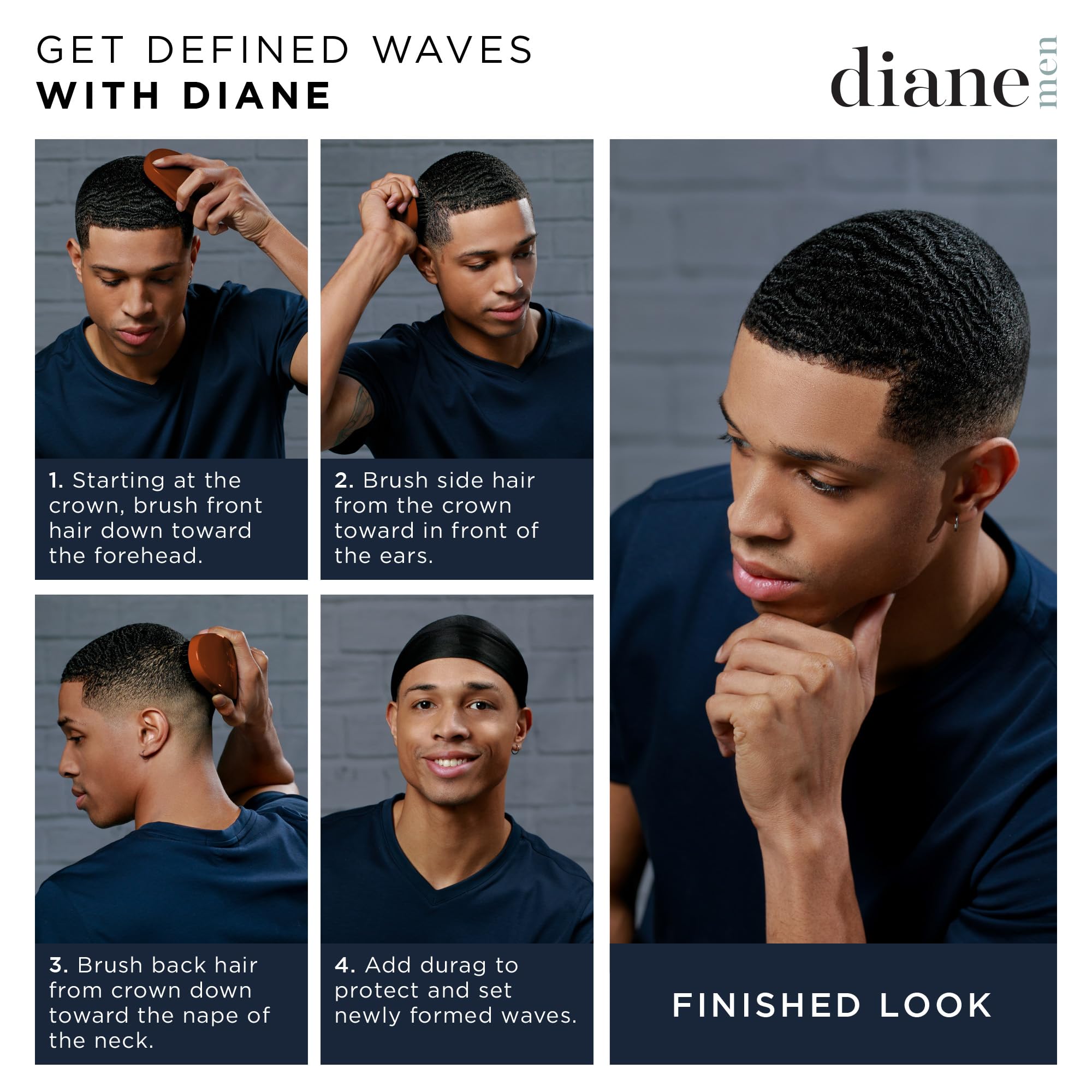 Diane Premium brush with 5 rows details bristle layout for medium to coarse hair.