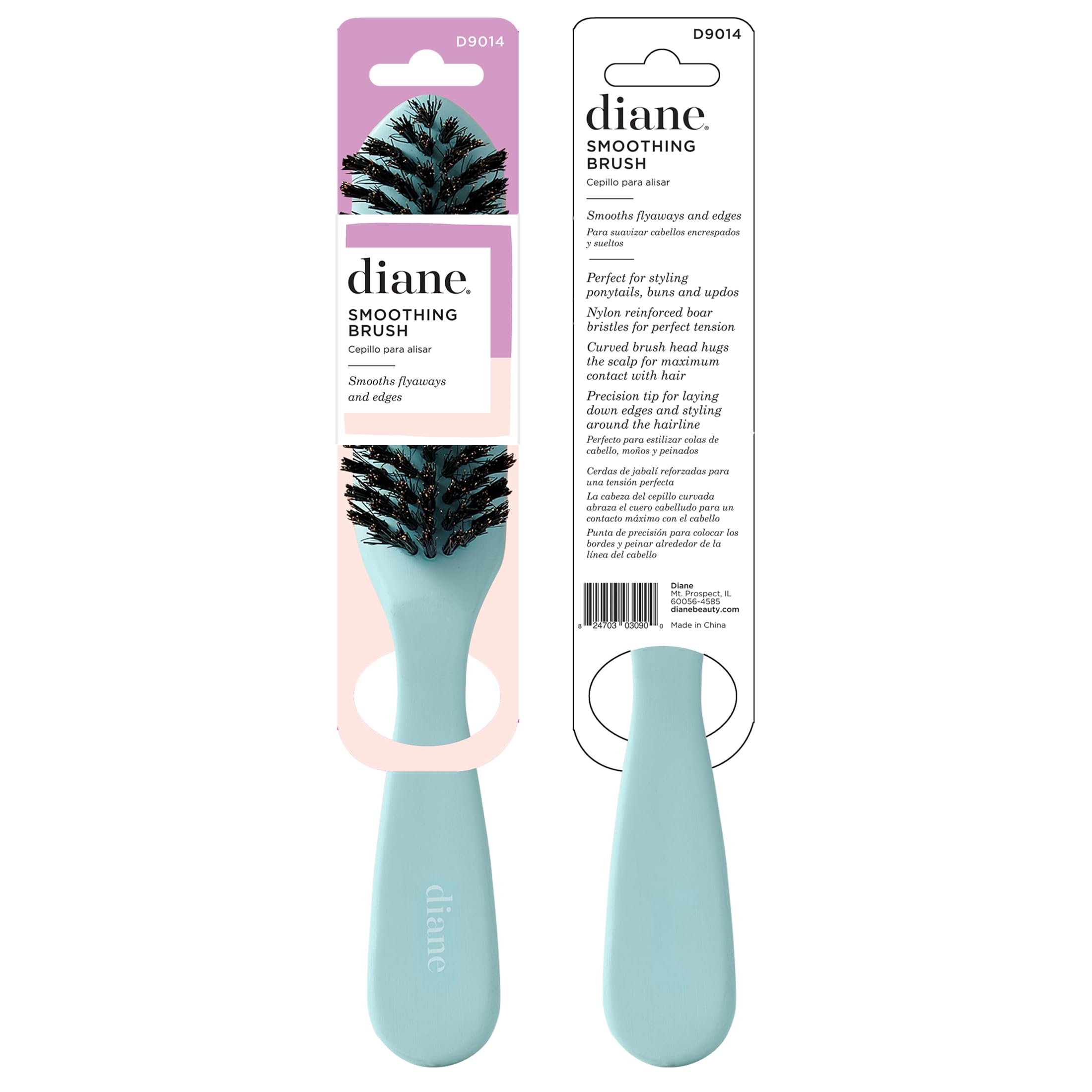 Diane smoothing brush reduces frizz and flyaways with boar bristles.