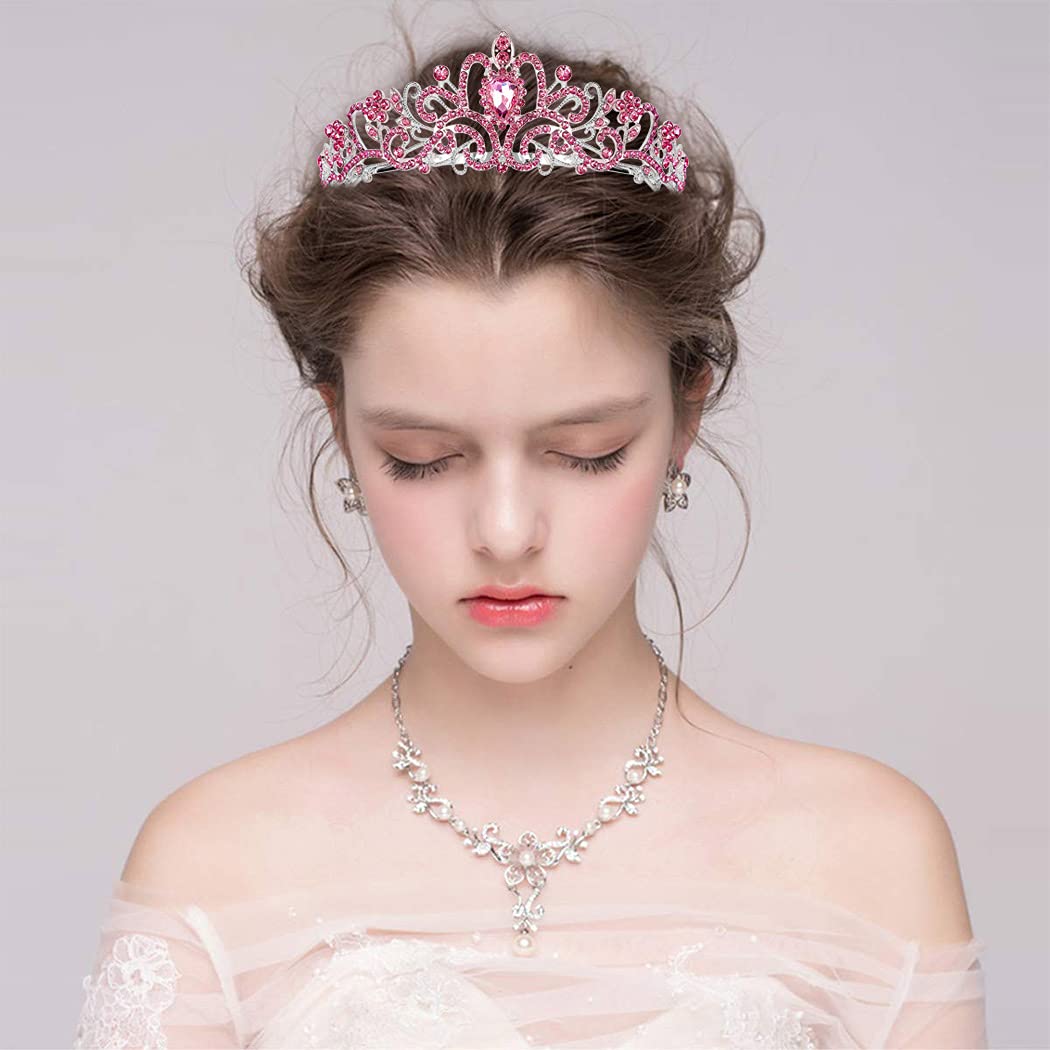 Didder tiara worn on head showcases luminous rhinestones across the crown