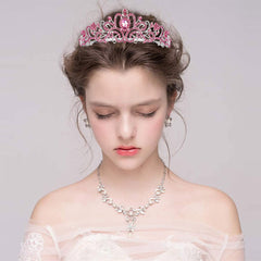 Didder tiara worn on head showcases luminous rhinestones across the crown