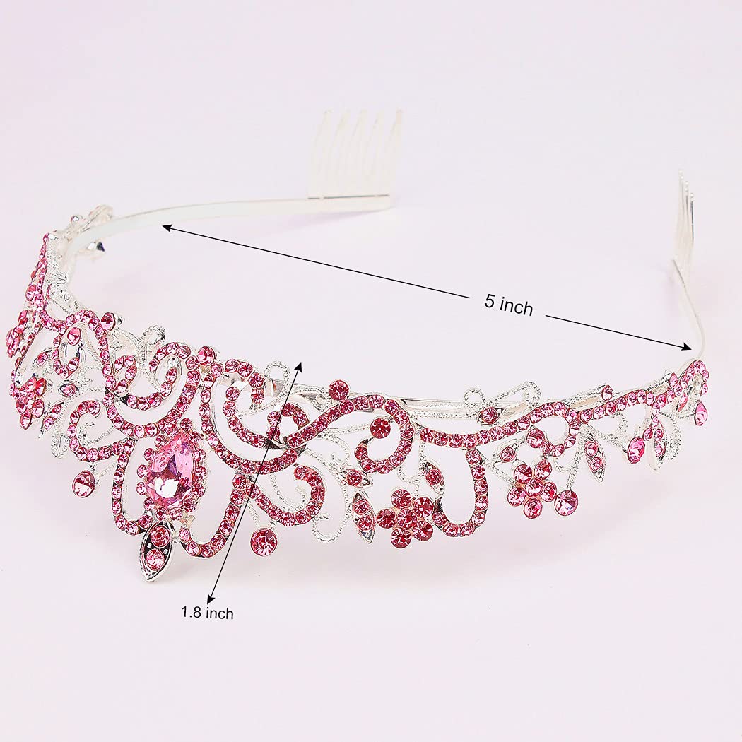 Didder silver tiara pink crystal side view elevates formal styling with eye-catching shine
