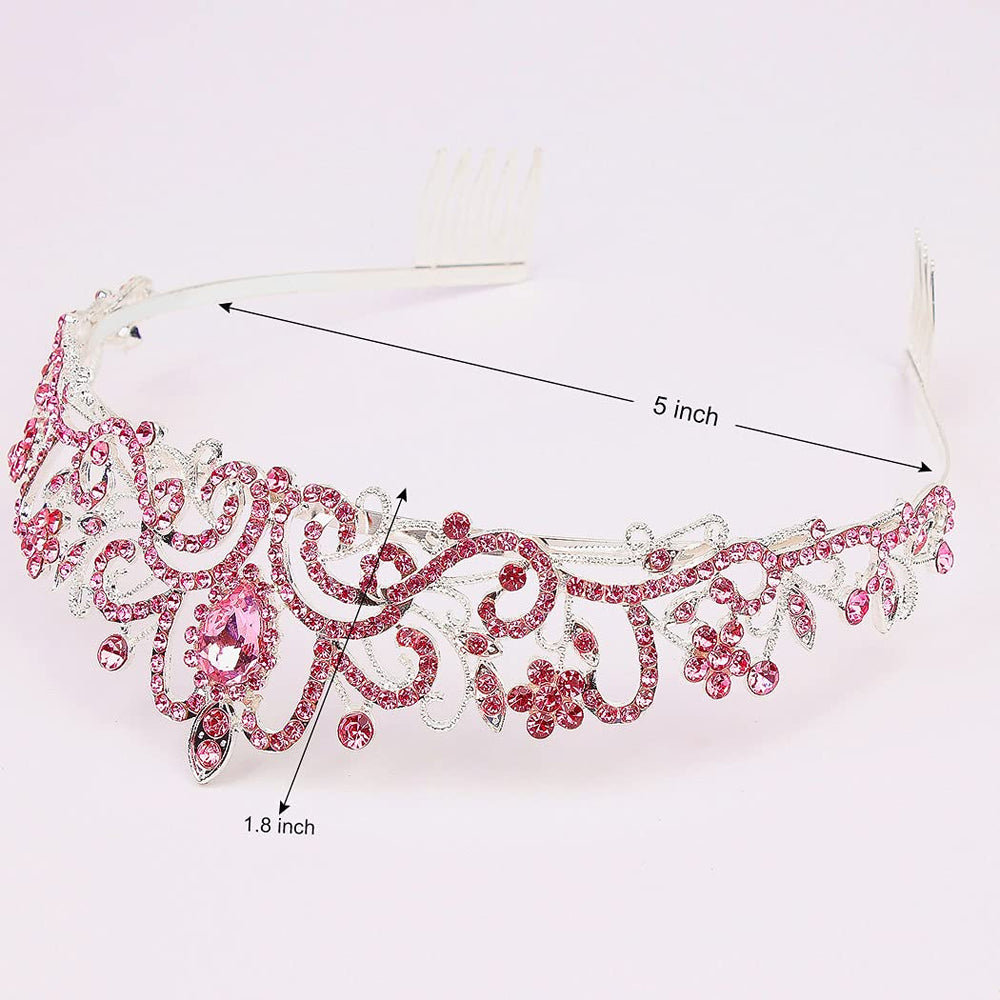 Didder silver tiara pink crystal side view elevates formal styling with eye-catching shine